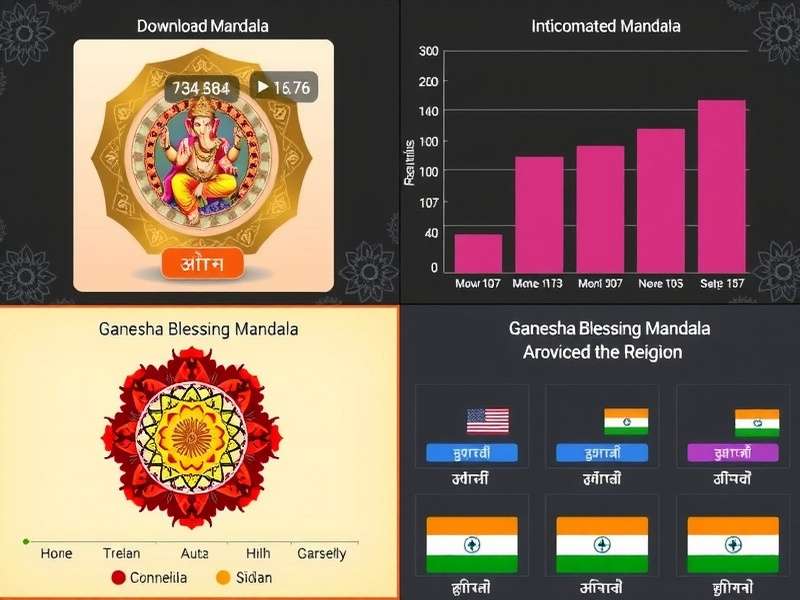 Chart showing Ganesha Blessing Mandala download statistics across Indian regions
