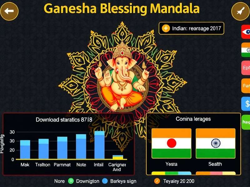 Comparison showing Ganesha Blessing Mandala interface in different Indian languages